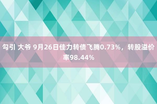 勾引 大爷 9月26日佳力转债飞腾0.73%，转股溢价率98.44%