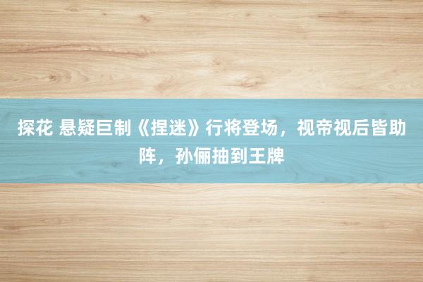 探花 悬疑巨制《捏迷》行将登场，视帝视后皆助阵，孙俪抽到王牌