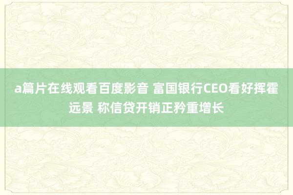 a篇片在线观看百度影音 富国银行CEO看好挥霍远景 称信贷开销正矜重增长