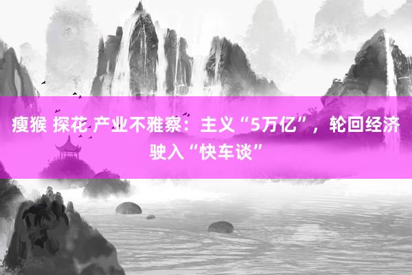 瘦猴 探花 产业不雅察：主义“5万亿”，轮回经济驶入“快车谈”