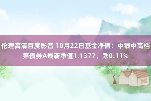 伦理高清百度影音 10月22日基金净值：中银中高档第债券A最新净值1.1377，跌0.11%