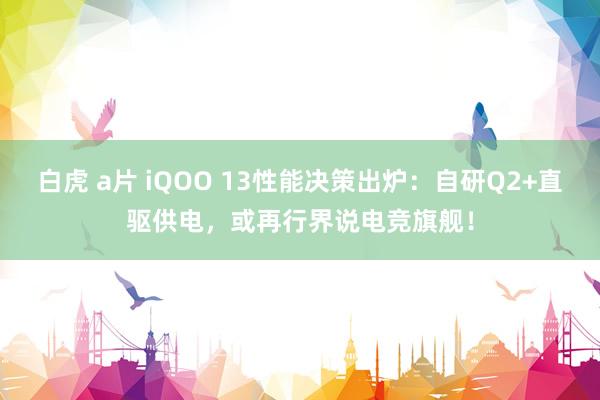 白虎 a片 iQOO 13性能决策出炉：自研Q2+直驱供电，或再行界说电竞旗舰！