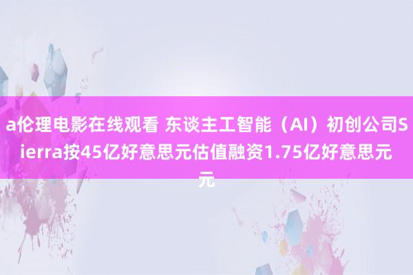 a伦理电影在线观看 东谈主工智能（AI）初创公司Sierra按45亿好意思元估值融资1.75亿好意思元