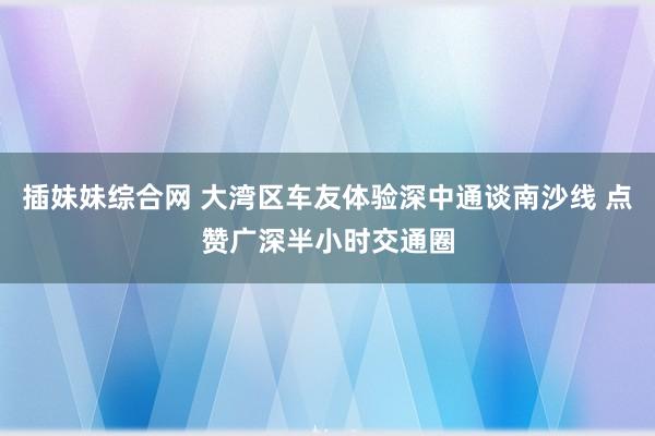 插妹妹综合网 大湾区车友体验深中通谈南沙线 点赞广深半小时交通圈