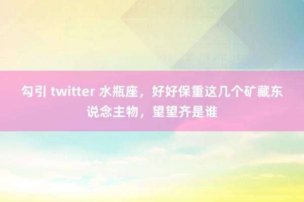 勾引 twitter 水瓶座，好好保重这几个矿藏东说念主物，望望齐是谁