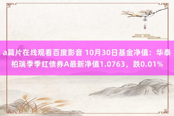 a篇片在线观看百度影音 10月30日基金净值：华泰柏瑞季季红债券A最新净值1.0763，跌0.01%