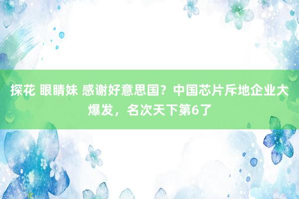 探花 眼睛妹 感谢好意思国？中国芯片斥地企业大爆发，名次天下第6了