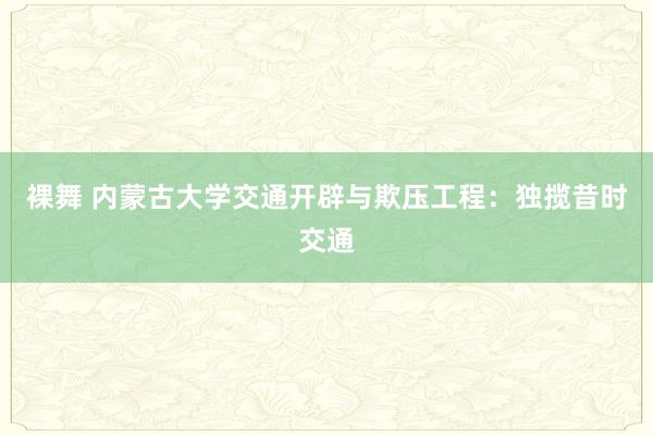 裸舞 内蒙古大学交通开辟与欺压工程：独揽昔时交通