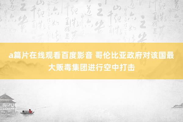 a篇片在线观看百度影音 哥伦比亚政府对该国最大贩毒集团进行空中打击