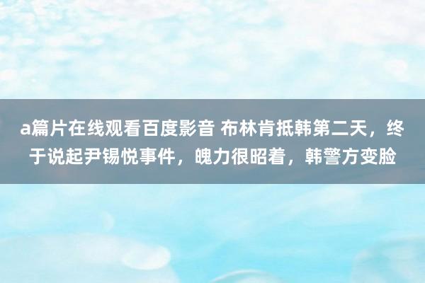 a篇片在线观看百度影音 布林肯抵韩第二天，终于说起尹锡悦事件，魄力很昭着，韩警方变脸